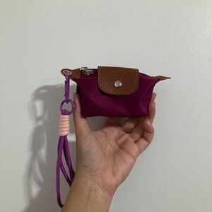 Mini Dark Purple and Brown Silver Hardware Snap Button Zipper Closure Coin Purse